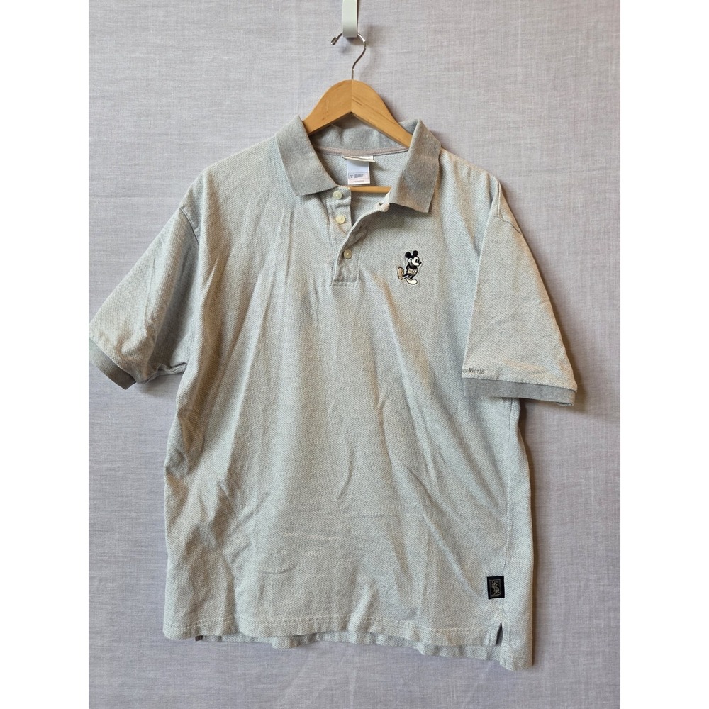 Mickey Mouse Polo Shirt Mens Large Walt Disney World Gray Mickey Vintage Disney - Picture 14 of 15